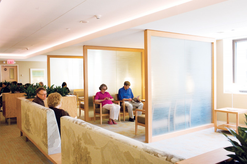 The Mr. and Mrs. Peter O. Crisp family waiting area accommodates 75 patients and caregivers.
