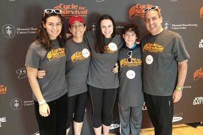Rachel Bigio and her family participating in Memorial Sloan Kettering’s Cycle for Survival