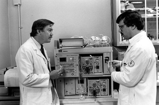 Malcolm Moore (left) and Karl Welte conducted work leading to the development of filgrastim (Neupogen). 